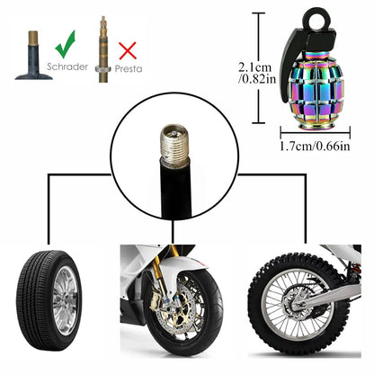 4 Tapas de Válvula Universal para Llantas de Auto, Moto y Bicicleta