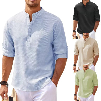 Camisa Casual para Hombre de Algodón y Lino