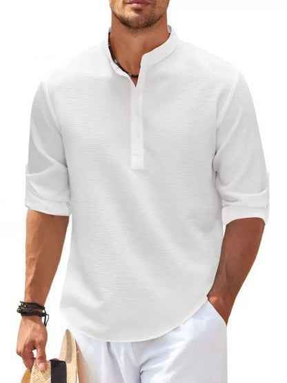 Camisa Casual para Hombre de Algodón y Lino